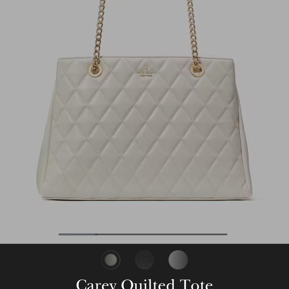 Kate Spade MERINGUE Carey Quilted Tote with Gold Chain AND Sticky Bag Charm.